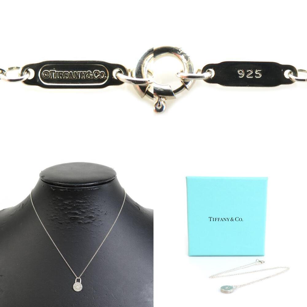 Tiffany Co Round Lock Necklace Diamond Sterling Silver - Picture 5 of 5